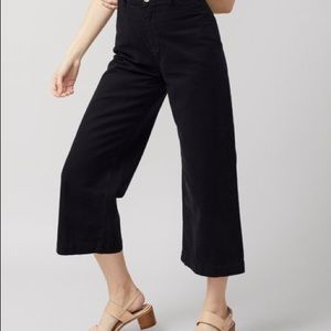 Free People Black Patti Wide Leg High Waisted Cropped Pants